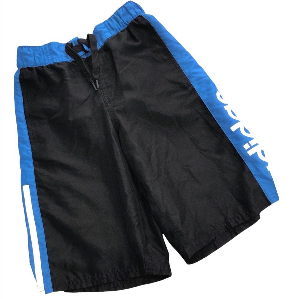 Adidas Big Boys Black & Blue Lined Swim Trunks - Size S